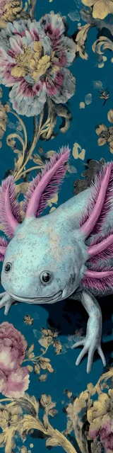 Free printable axolotl bookmark featuring a vintage style axolotl